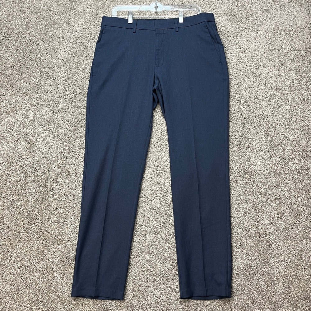 Haggar Dress Pant Mens 34x32 Navy Blue Stretch Comfort Performance Straight Fit